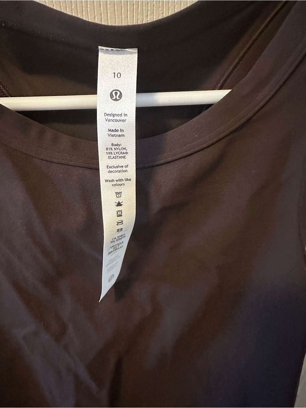 Lululemon Align Waist Length Racerback. Size 10 NWT. ESPRESSO - Picture 4 of 4